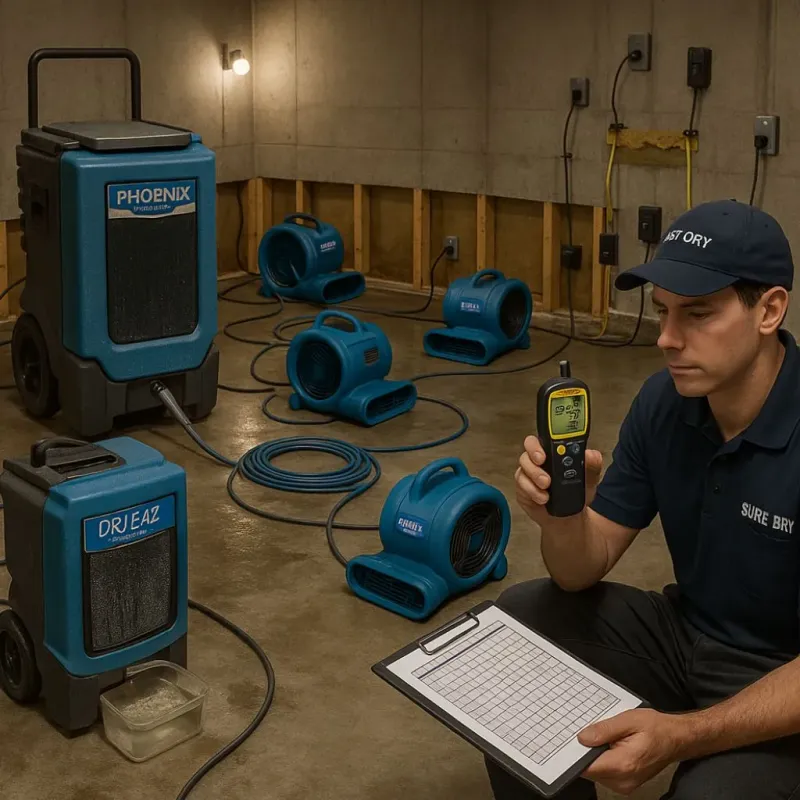 Structural Drying and Dehumidification process in Stoughton, MA
